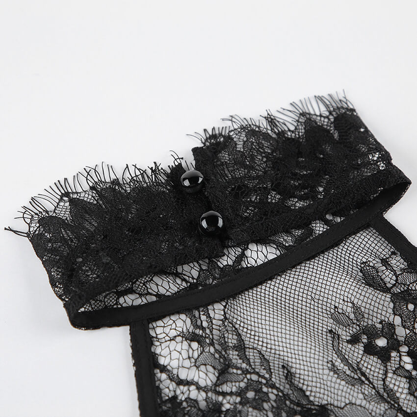 Black Lace Halter Satin Maxi Skirt Set
