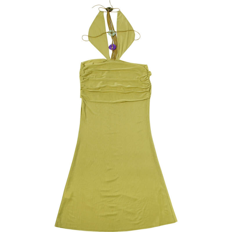 Mesh Halter Cut-Out Maxi Dress