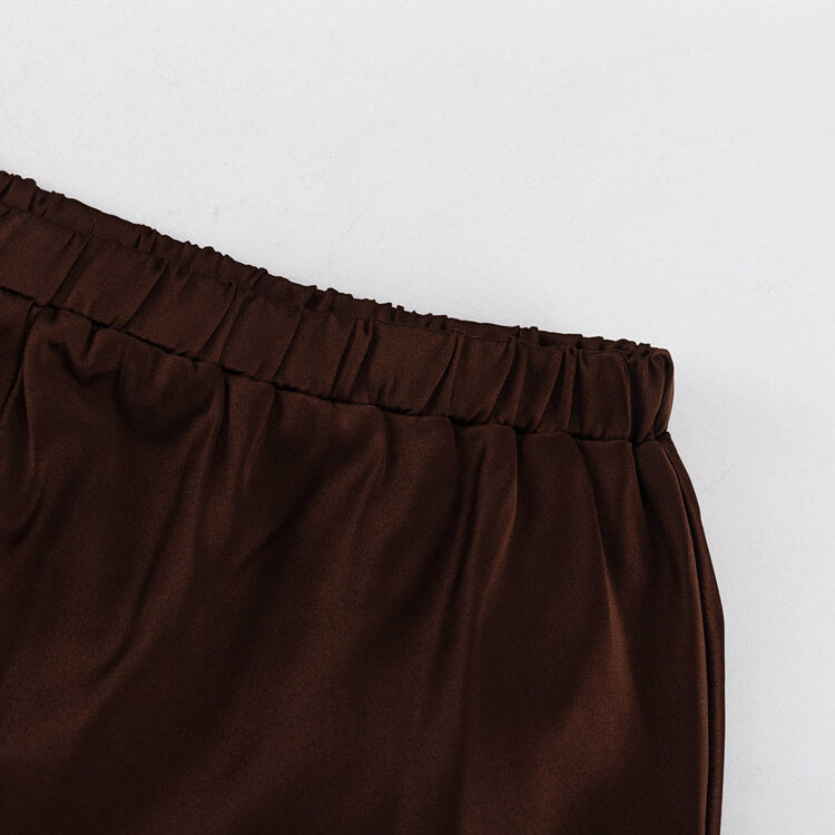Collared Button-Front Wide-Leg Trouser Set
