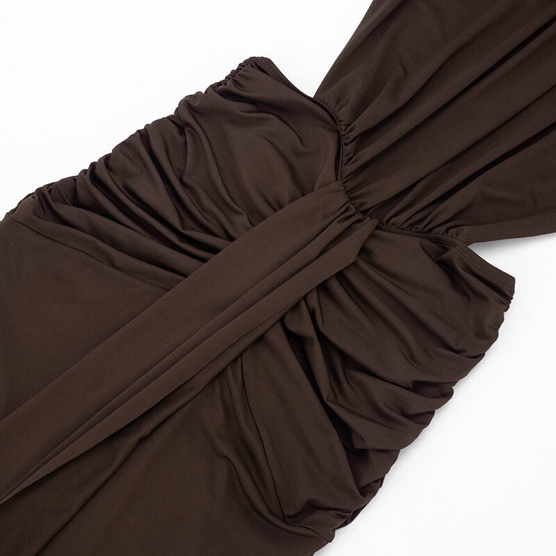 Stand Collar Backless Maxi Dress