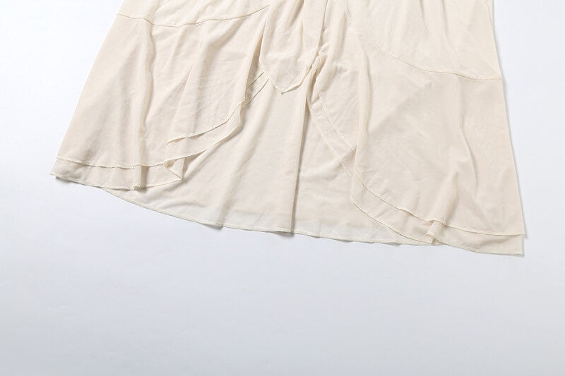 Chiffon Ruffle Blouse & Midi Skirt Set