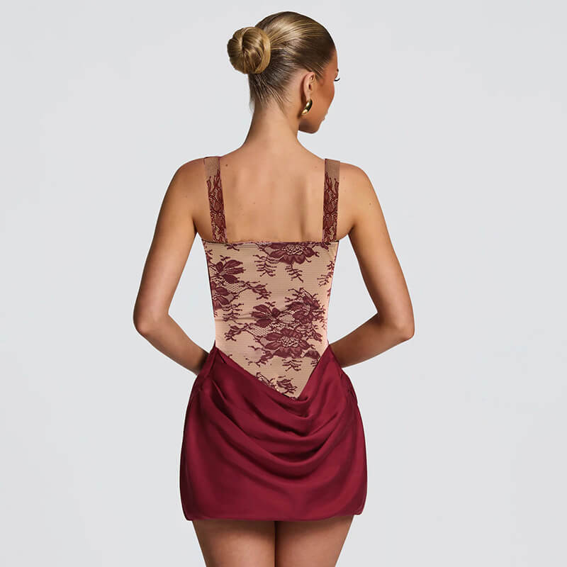 Floral Ruched Spaghetti-Strap Mini Dress