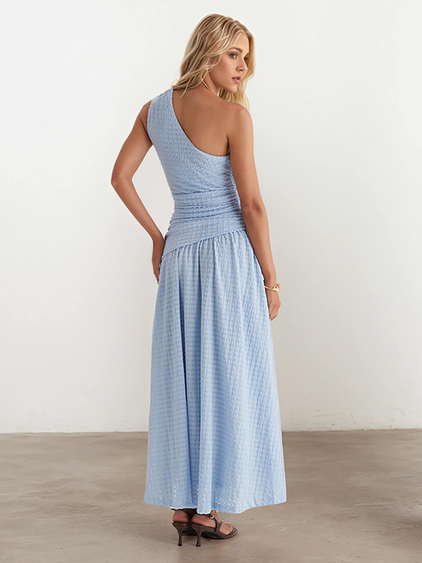 One-Shoulder Ruched Maxi Dress