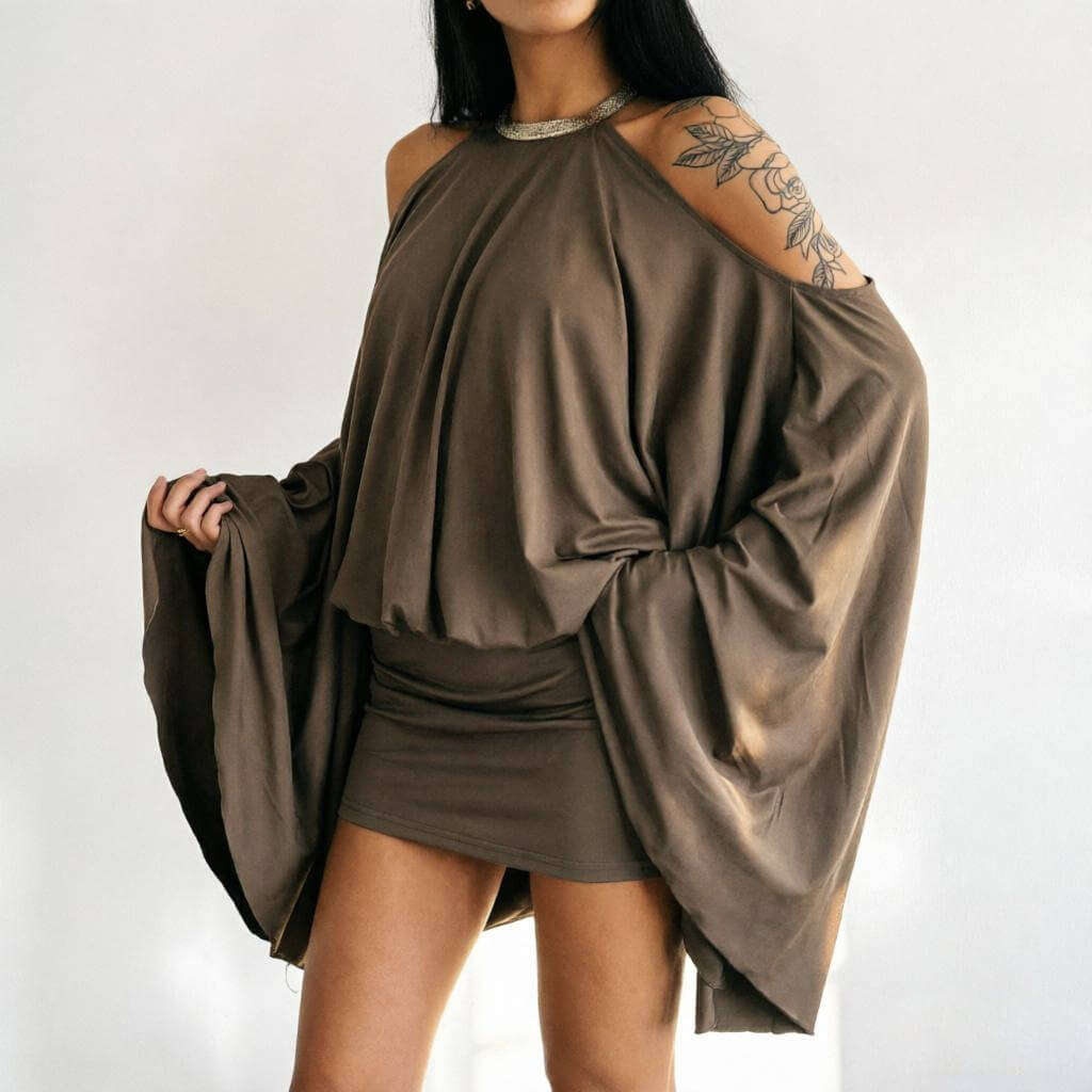 Off-Shoulder Backless Cut-Out Mini Dress