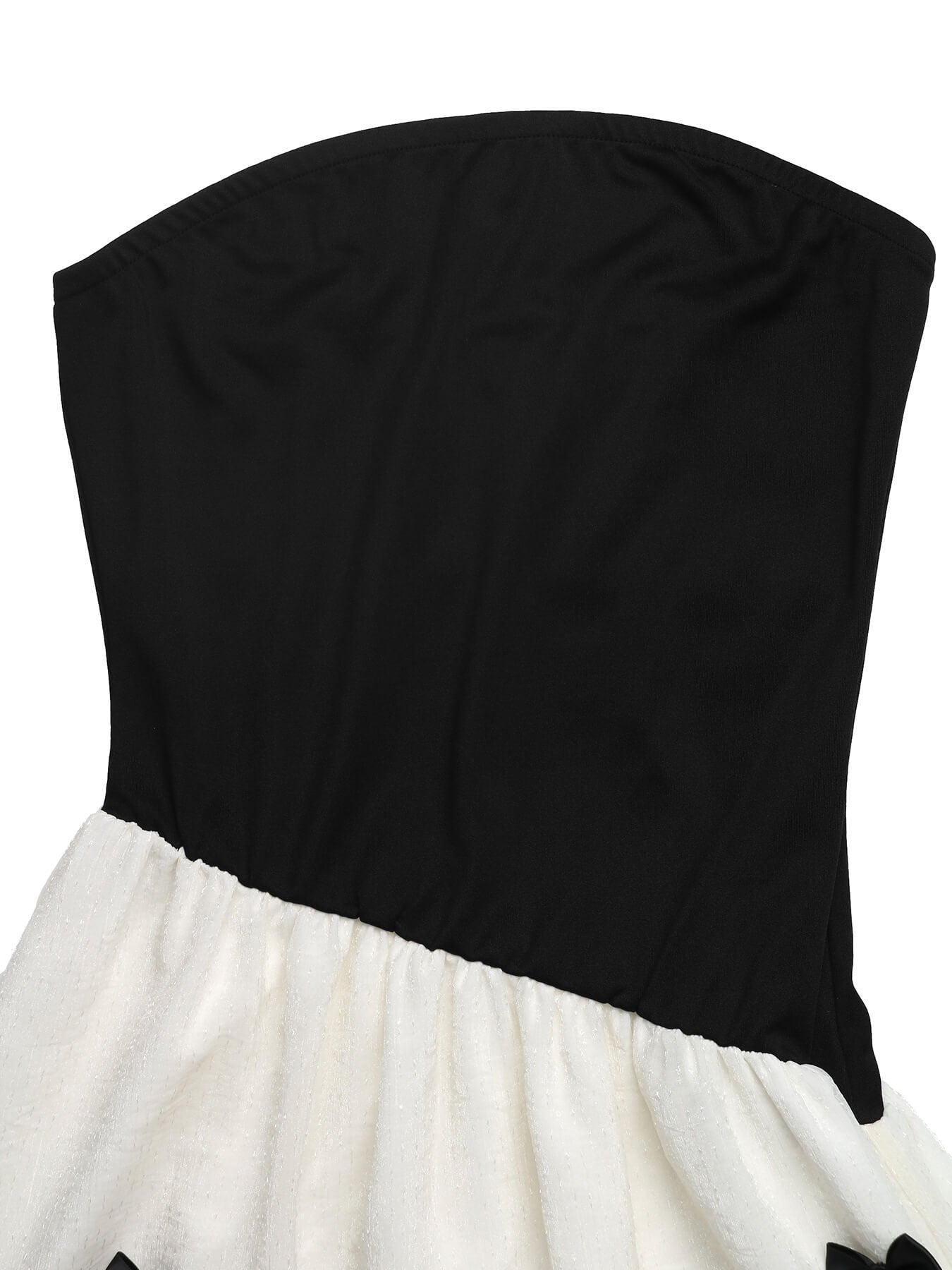 Black and White Strapless Bow Maxi Dress