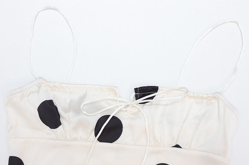 Polka Dot Ruched Strap Maxi Dress