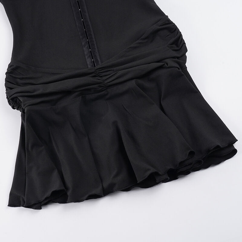 Black Sleeveless Pleated Tennis Dress
