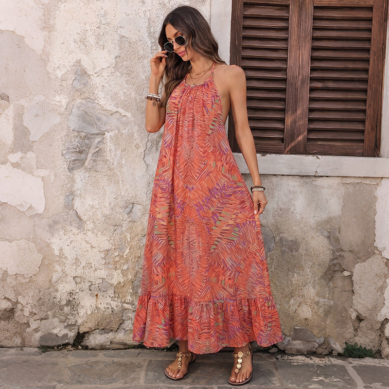 The Elia Printed Halter Maxi Dress