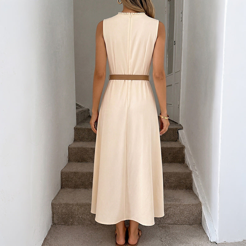 The Aurore Beaded Belted Dress