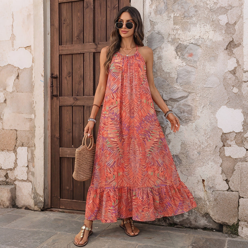 The Elia Printed Halter Maxi Dress