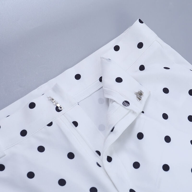 Polka Dot Split-Hem Cropped Trousers