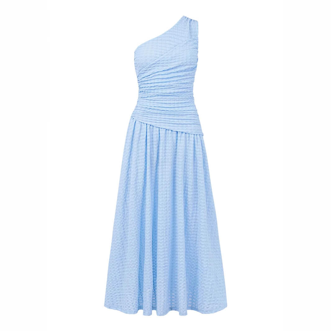One-Shoulder Ruched Maxi Dress