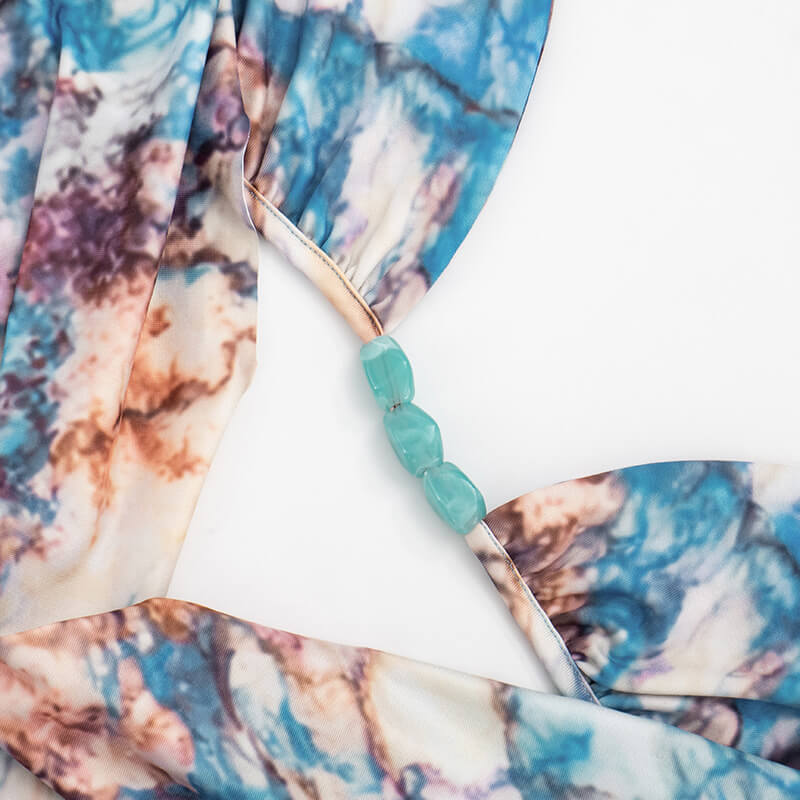 Bloom Print Halter Top & Ruffle Skirt Set