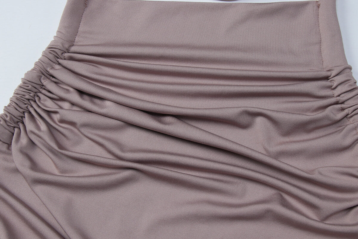 Halter Backless Ruched Maxi Dress