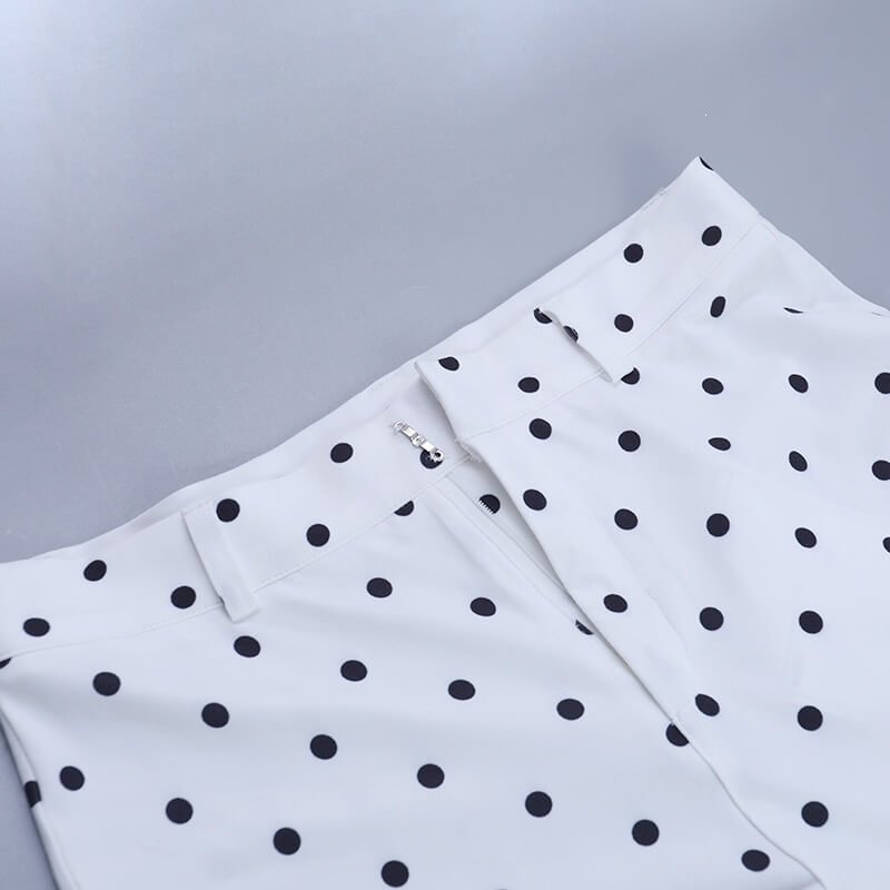 Polka Dot Split-Hem Cropped Trousers