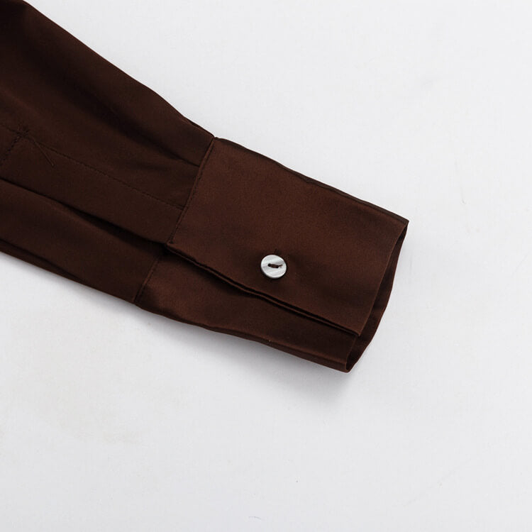 Collared Button-Front Wide-Leg Trouser Set