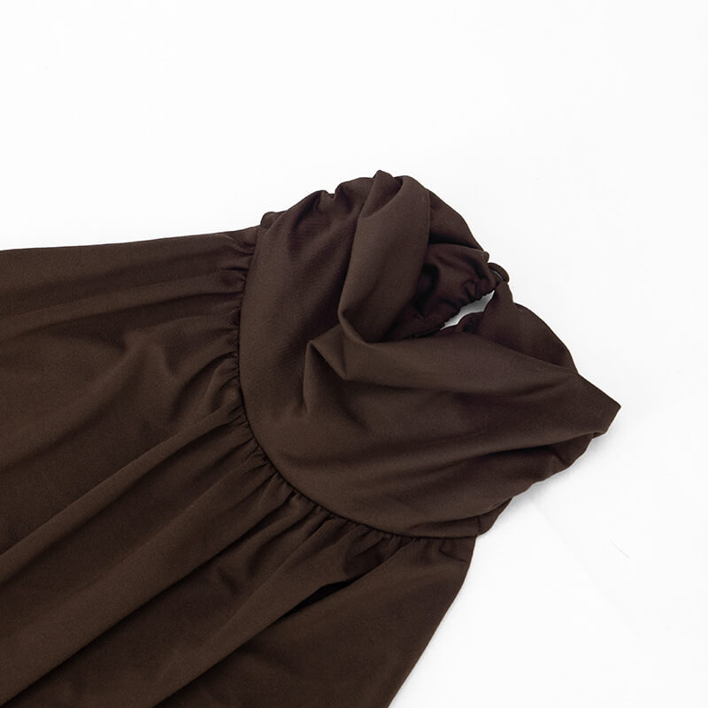 Stand Collar Backless Maxi Dress