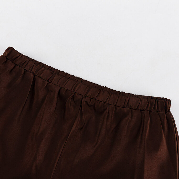 Collared Button-Front Wide-Leg Trouser Set