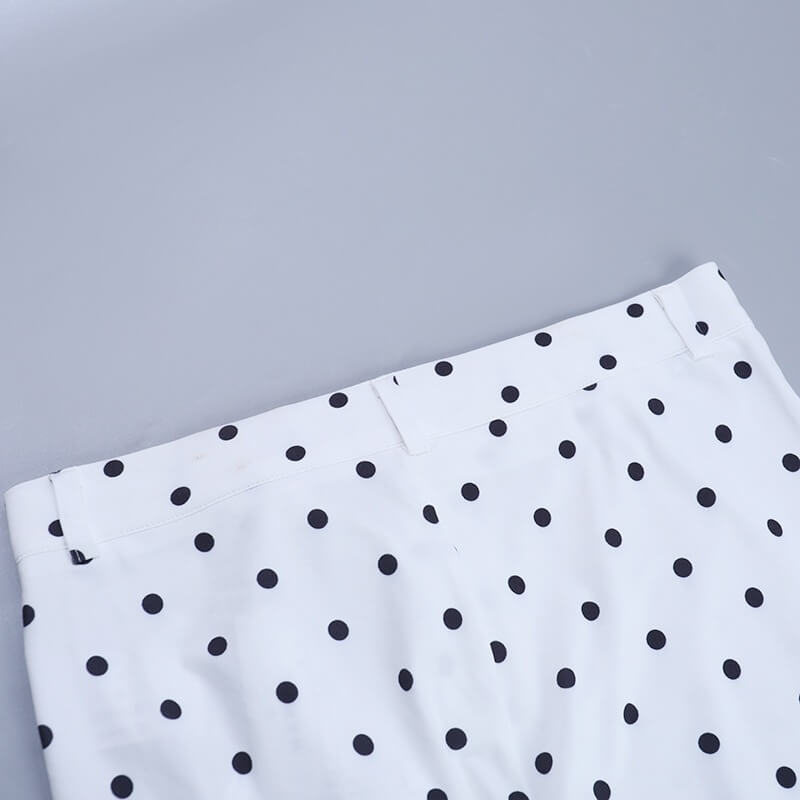 Polka Dot Split-Hem Cropped Trousers