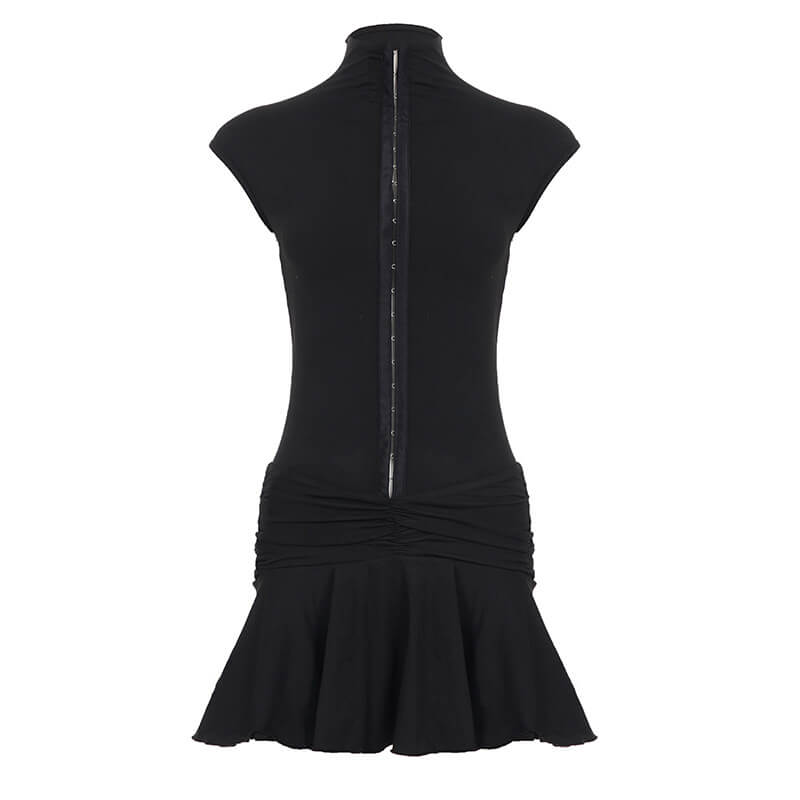 Black Sleeveless Pleated Tennis Dress