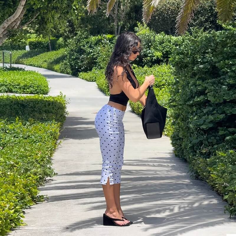 Polka Dot Split-Hem Cropped Trousers