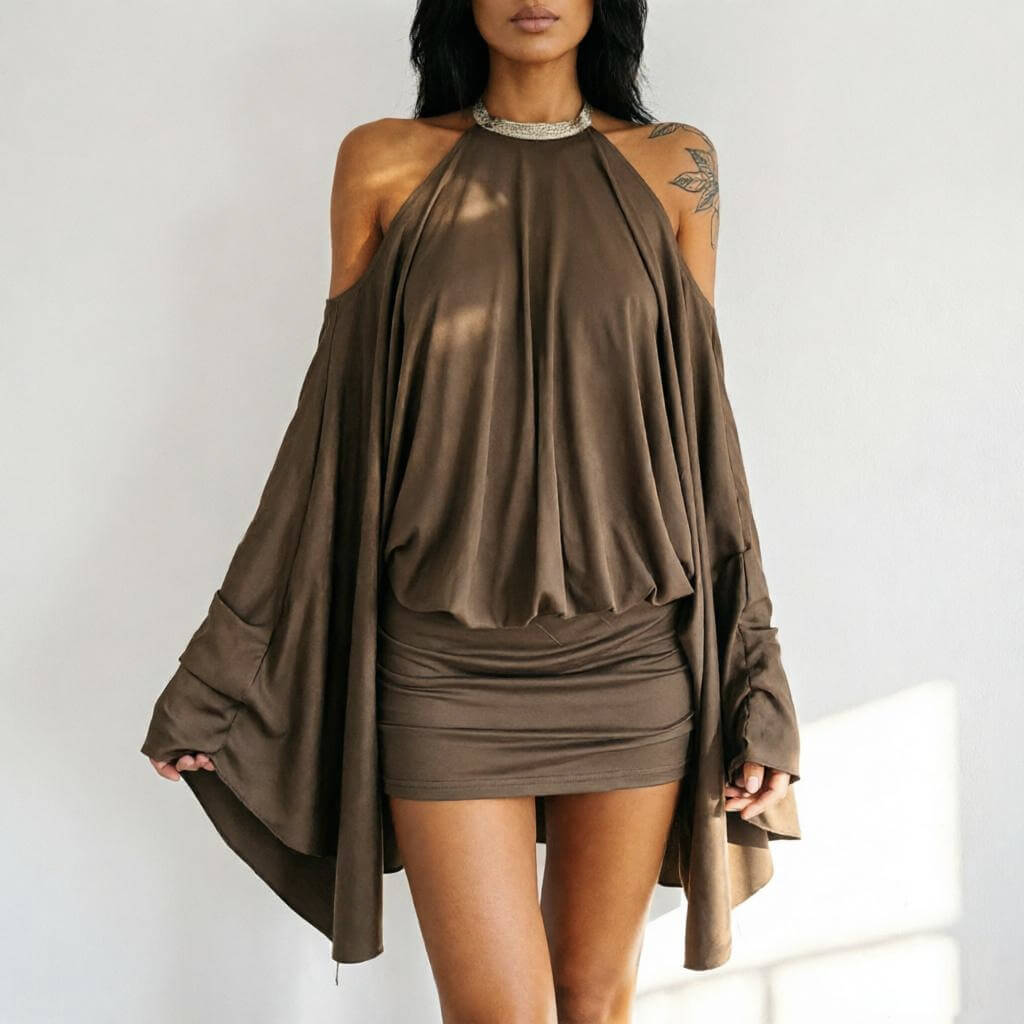 Off-Shoulder Backless Cut-Out Mini Dress