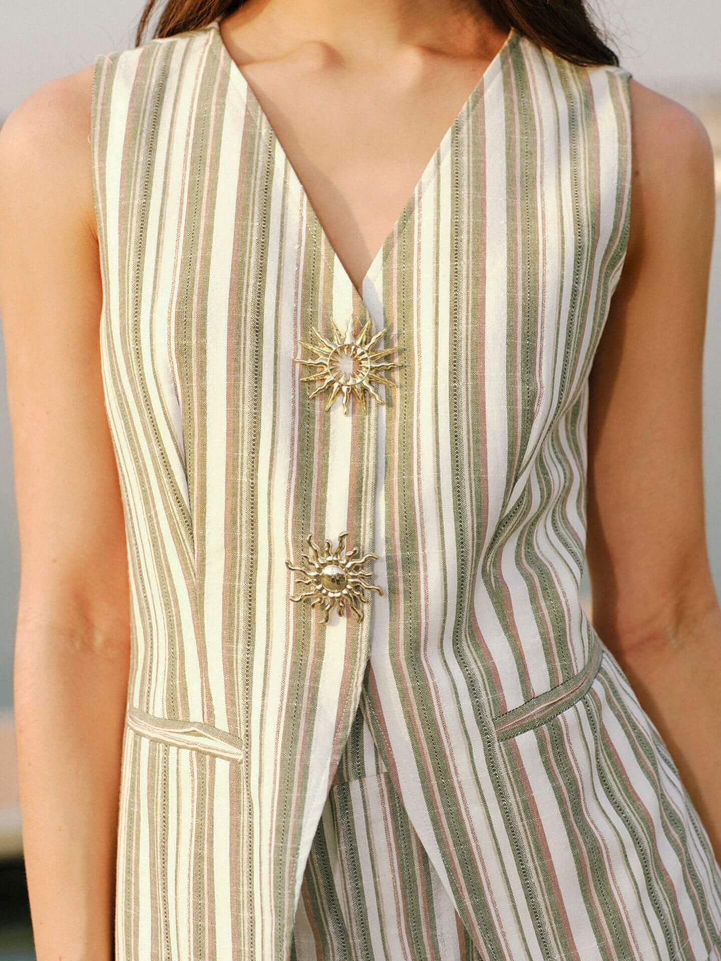 Striped Sleeveless Wide-Leg Trouser Set