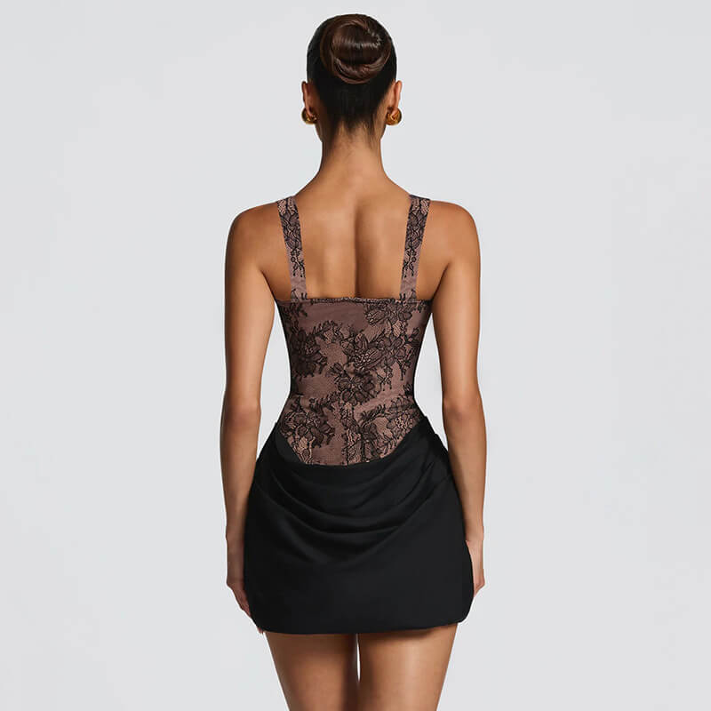 Floral Ruched Spaghetti-Strap Mini Dress
