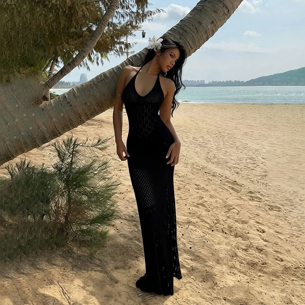 Cut-Out Tie Back Maxi Beach Cover-Up Dress