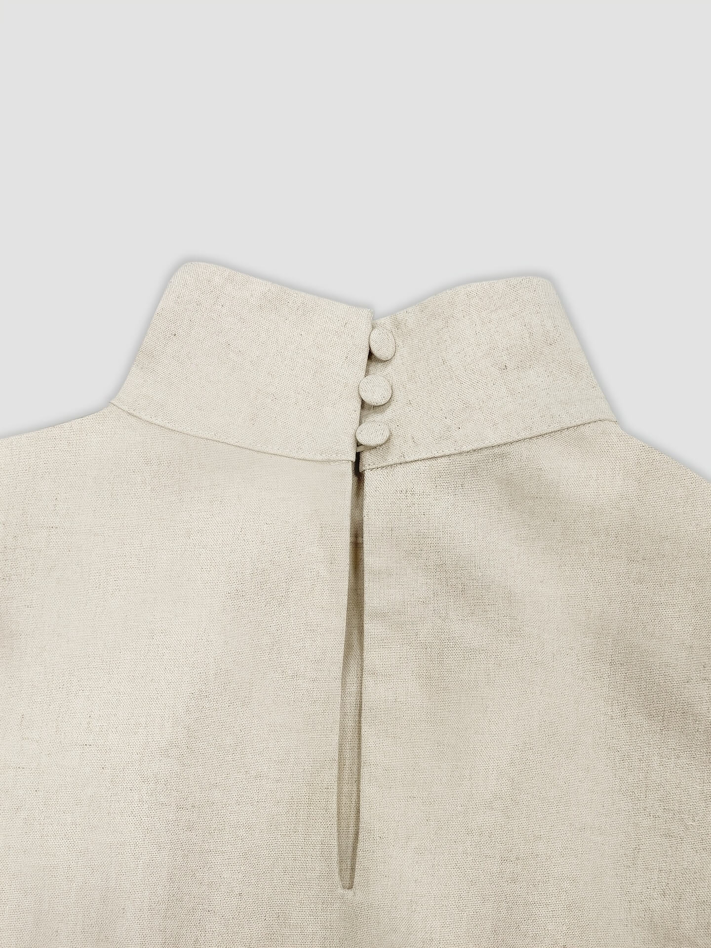 Cotton Stand-Collar Wide-Leg Trouser Set