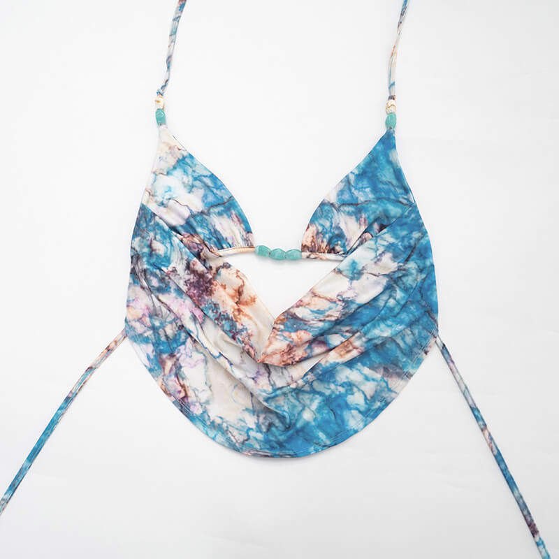Bloom Print Halter Top & Ruffle Skirt Set