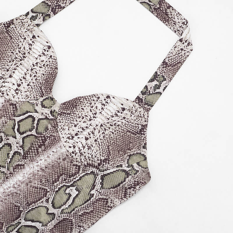 Snake Print Halter Top & Shorts Set