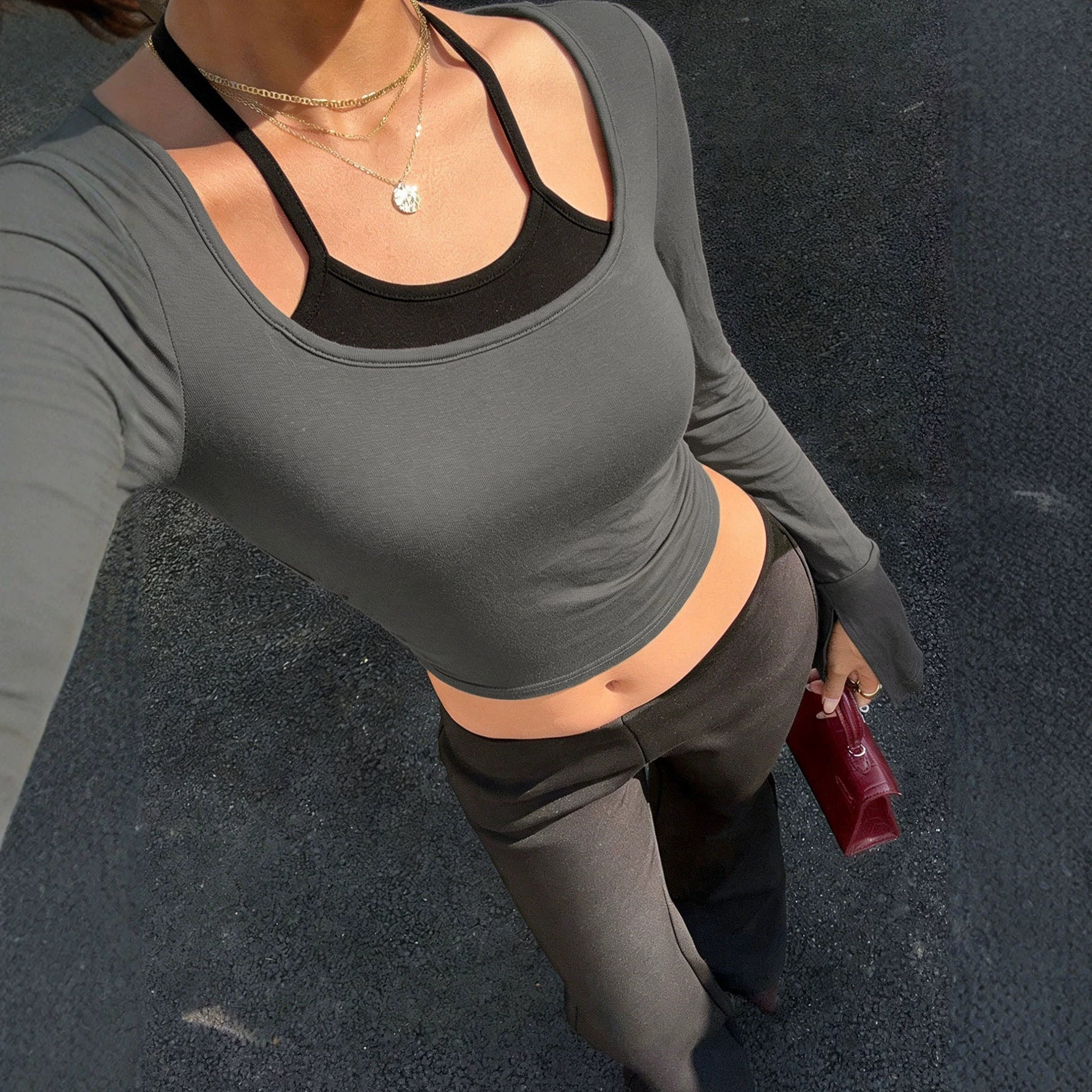 The Lena Square-Collar Bell-Sleeve Top