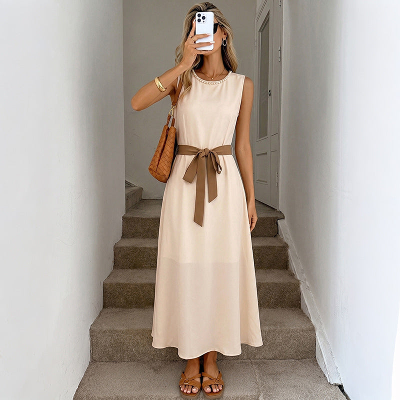 The Aurore Beaded Belted Dress