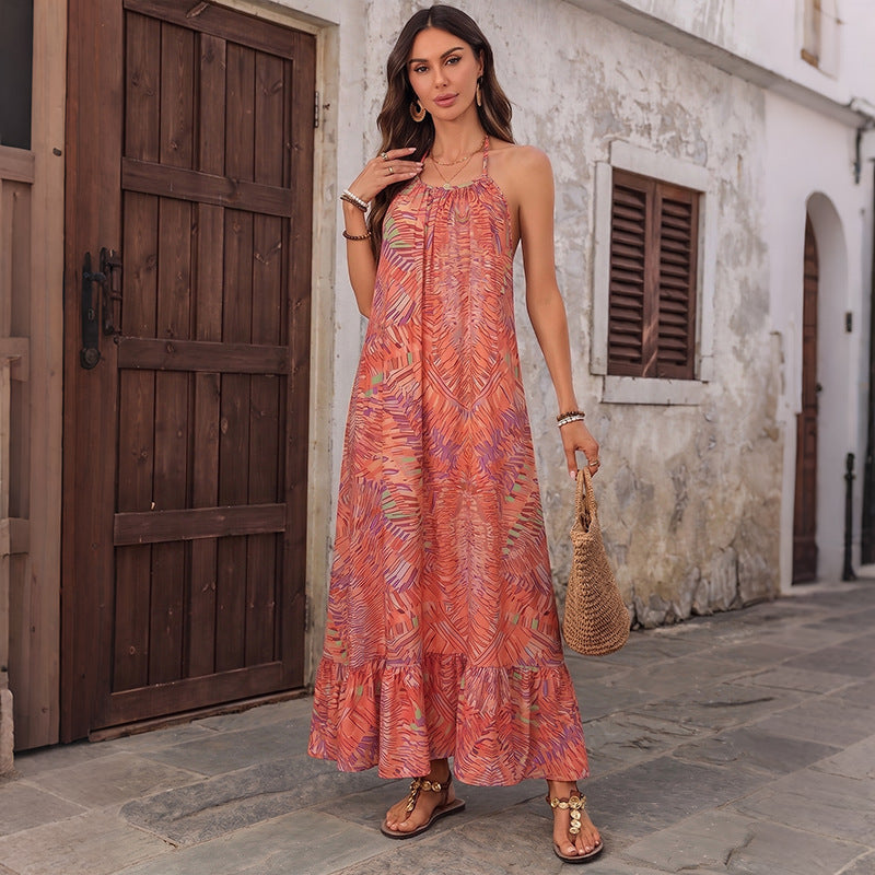 The Elia Printed Halter Maxi Dress