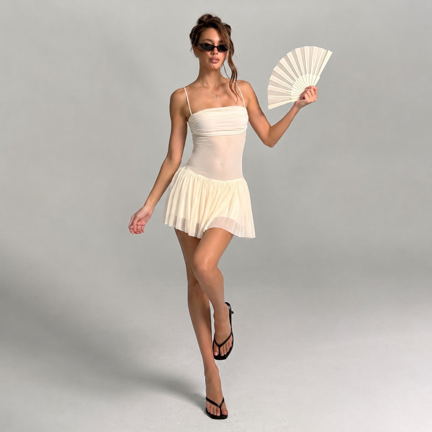 Summer Women Clothing Sexy Mesh See through Strap Dress